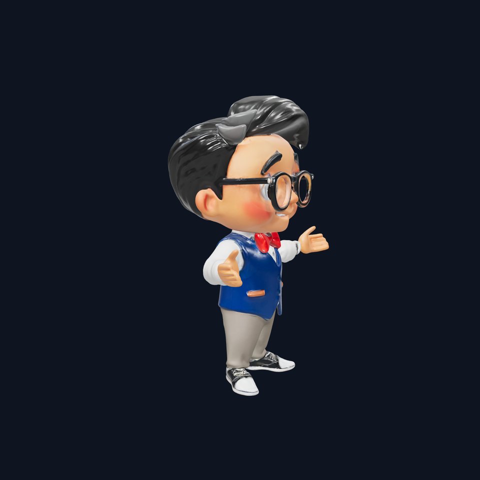 Charming Young Scholar Rigged and Animated D Character Model